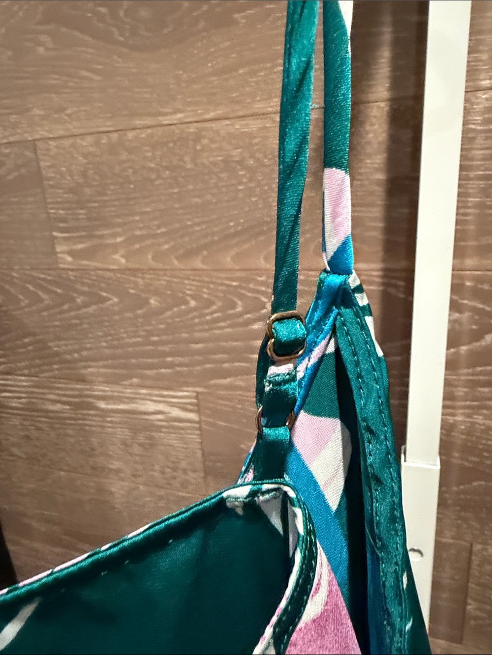 Teal Floral Slip Dress Nighty - Picture 3 of 3